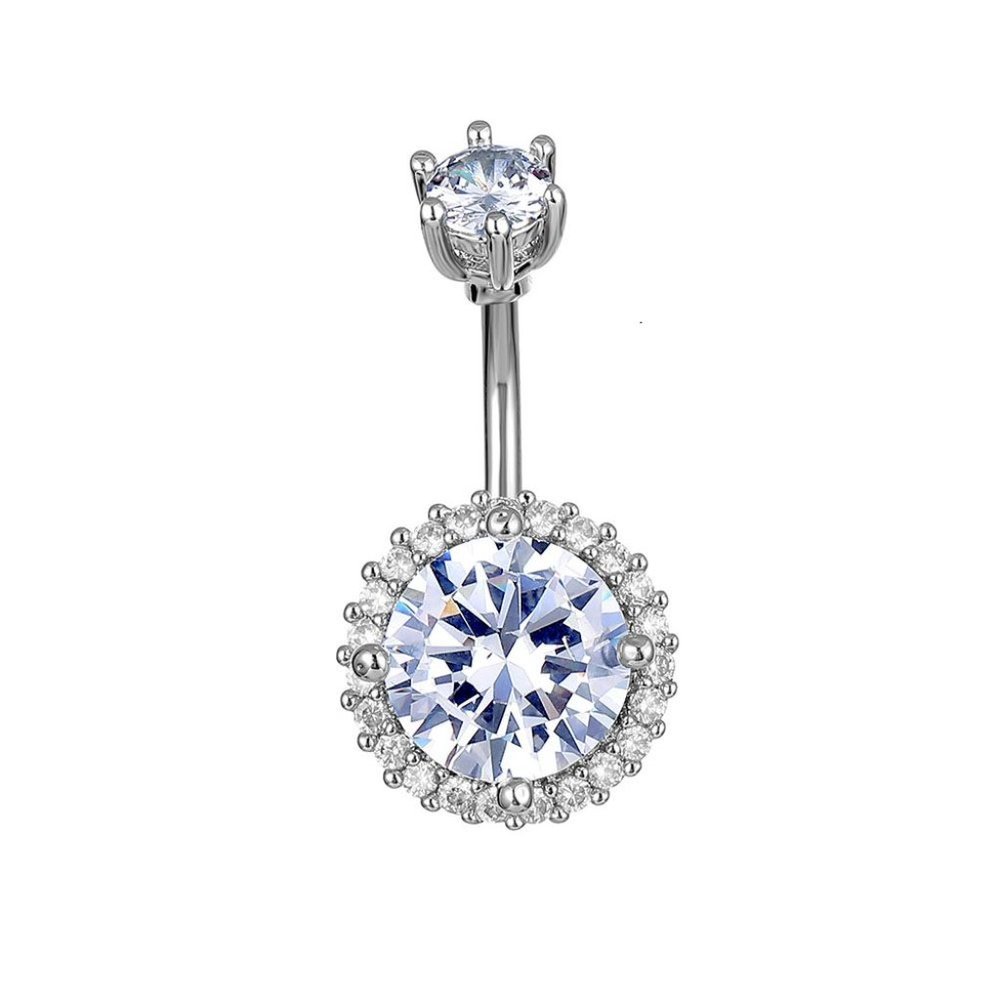 Navel Piercing ~ Round ~ Wrapped ~ Zircon Crystals